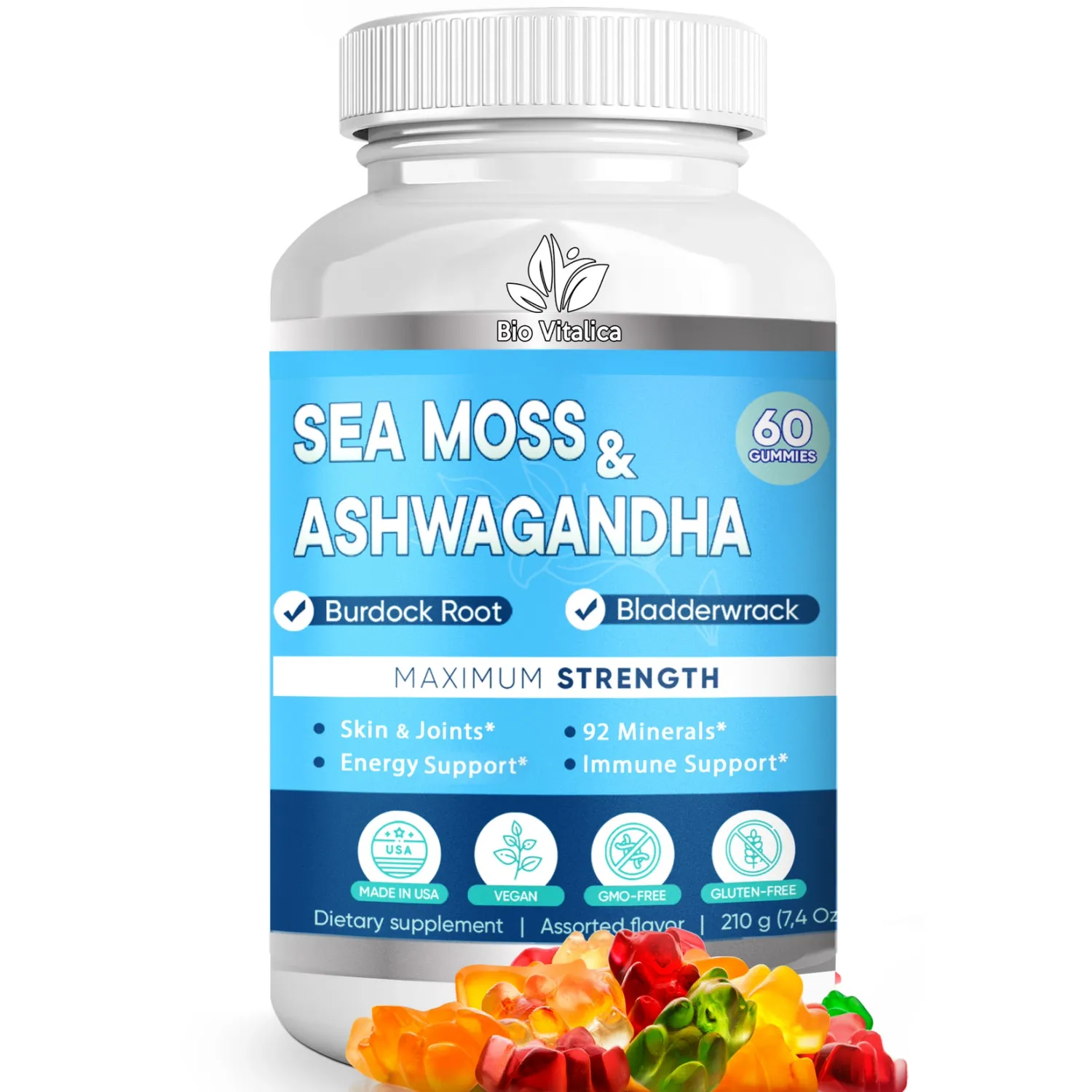 BioVitalica - Sea Moss &amp; Ashwagandha Gummies with Burdock &amp; Bladderwrack