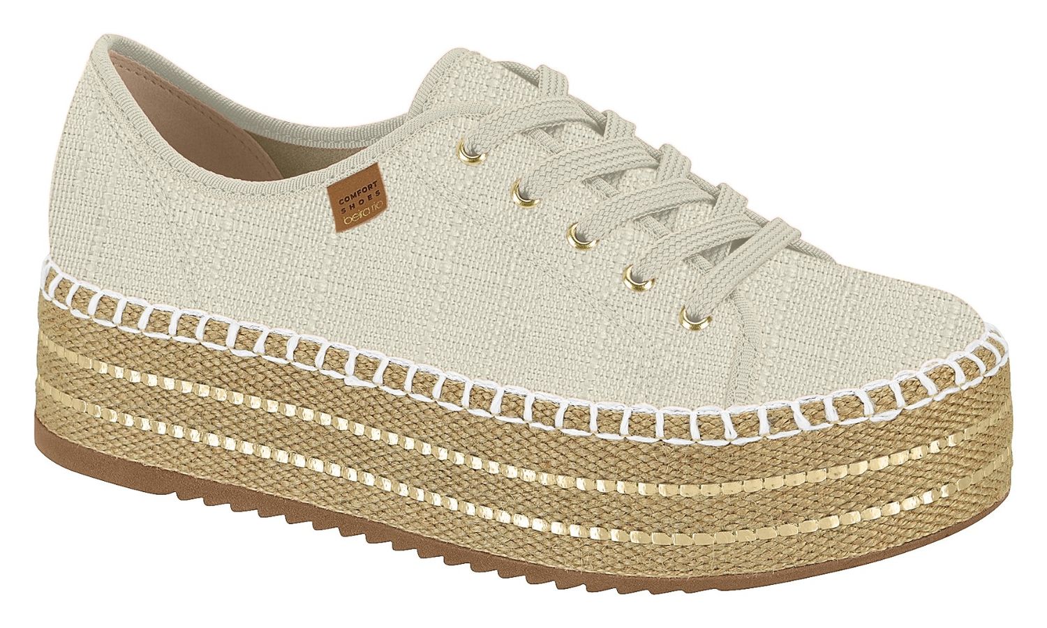 4232-410 - Beira Rio Off White Tecido Linen