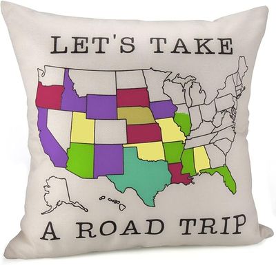 OCCdesign DIY Camper Decorative Pillow Cover with US Map, Camping Travel Gifts, Adventure Camper Decor, RV Decorative Pillow Covers with Us Map
