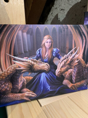 « Mère des dragons » toile tendue sur cadre, Reproduction d’Anne Stokes , 25x19cm