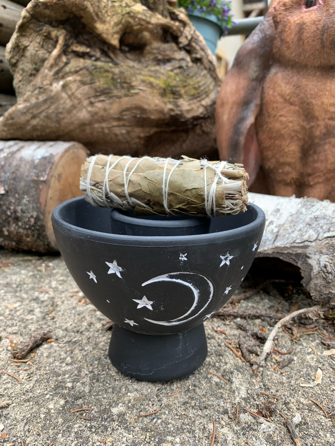 Smudge bowl moon and stars noir