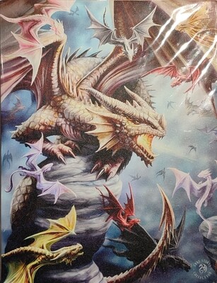 "le roi des dragons" toile tendue sur cadre, reproduction d'Anne Stokes, 25x19 cm