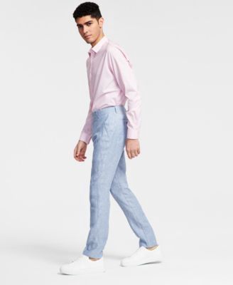 Bar III Mens Slim-Fit Blue Chambray S Light Green 38x30