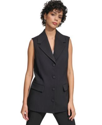 Calvin Klein Womens Button Front Vest Black 10