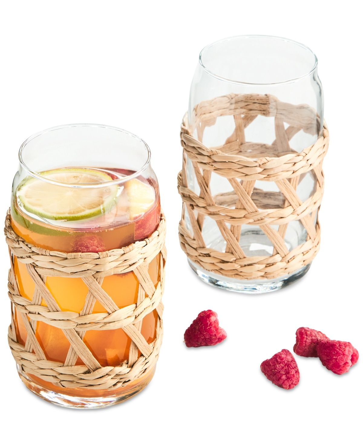 The Cellar Rattan &amp; Glass Tumblers, Set of 2,