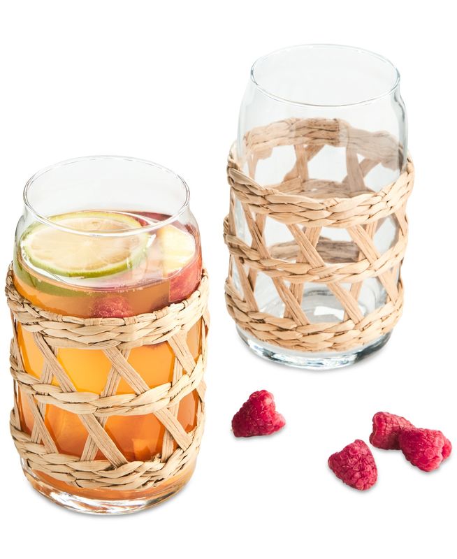 The Cellar Rattan &amp; Glass Tumblers, Set of 2,