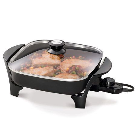 11 in. Aluminum Nonstick Electric Skillet Black with Glass Lid, 1-Pack.Presto Electric Skillet - 1000 W