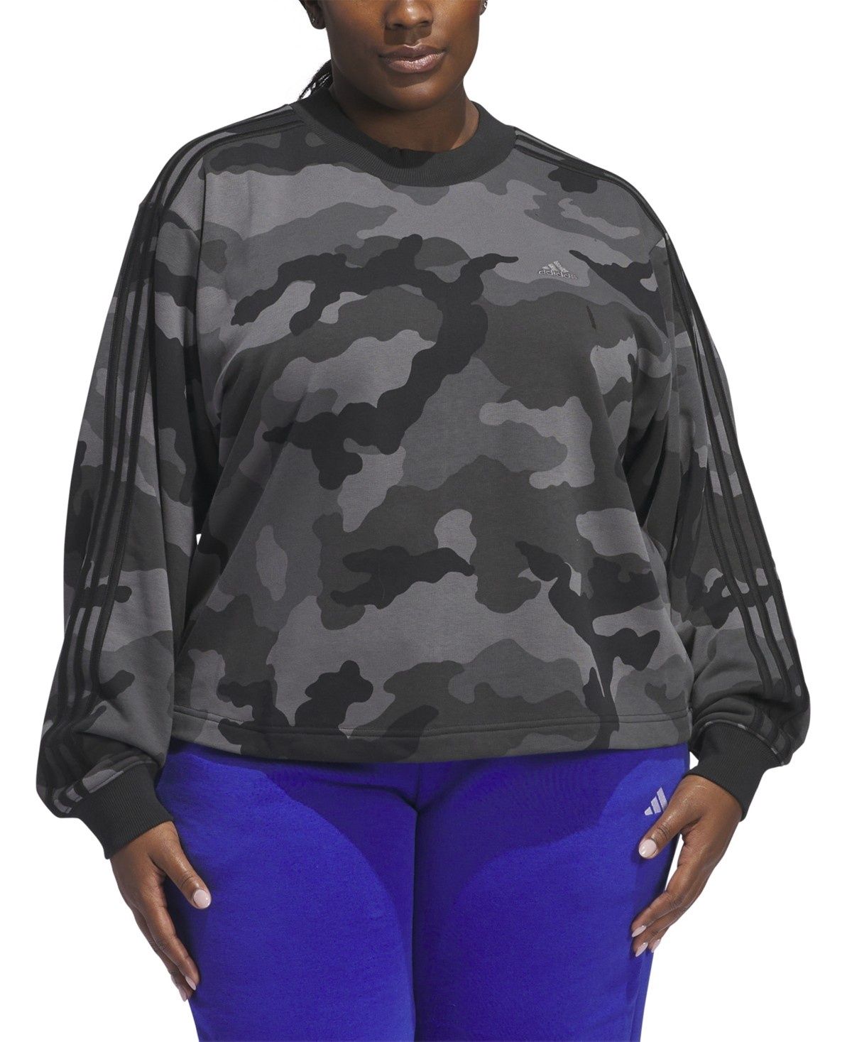 Adidas Plus Size Camo Crewneck Sweatshirt - Black