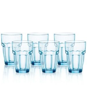 Bormioli Rocco Rock Bar Stackable 12.5oz Long Drink Set of 6 - Blue