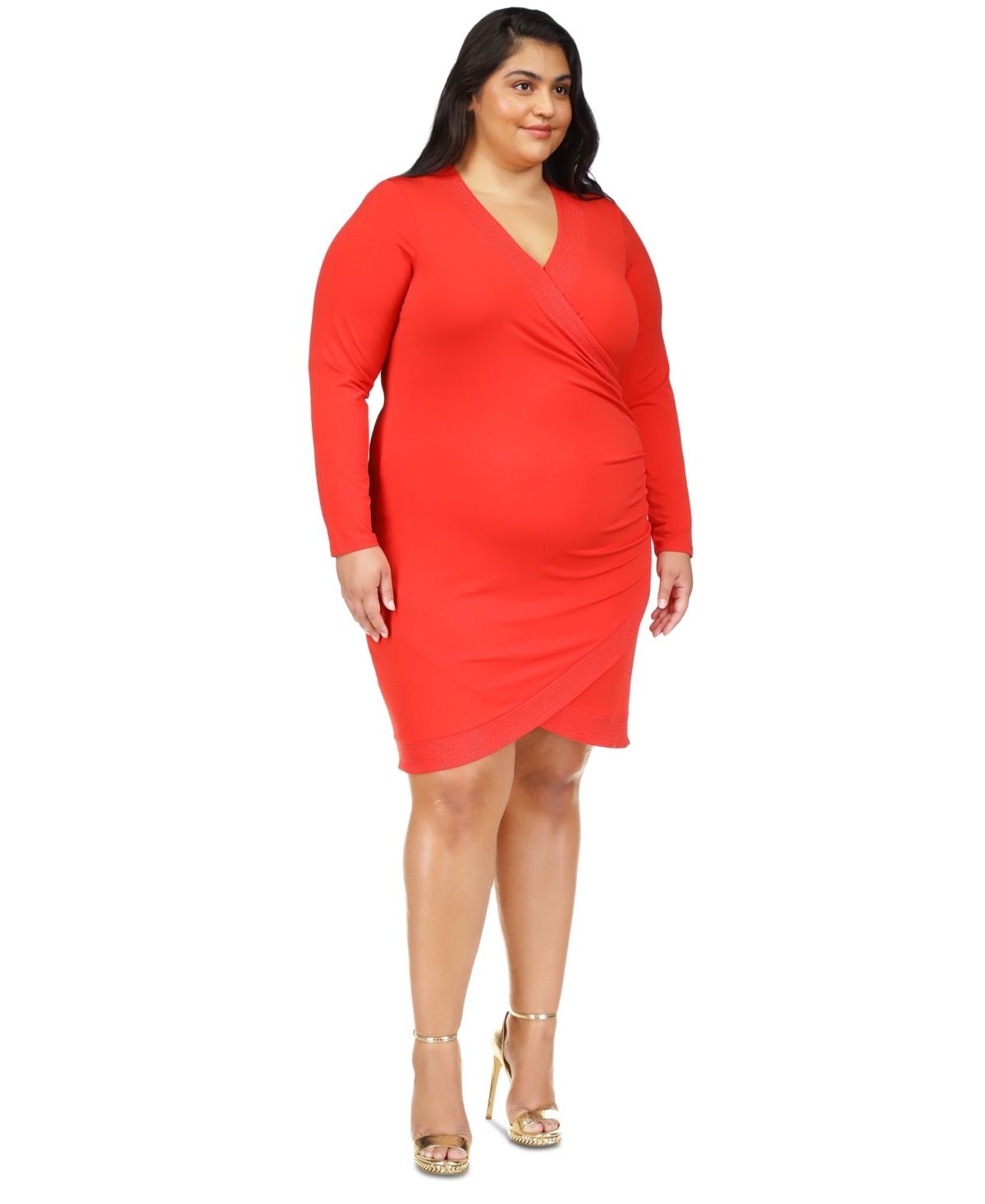 Michael Michael Kors Plus Size Rhinestone-Mini Dress - Crimson