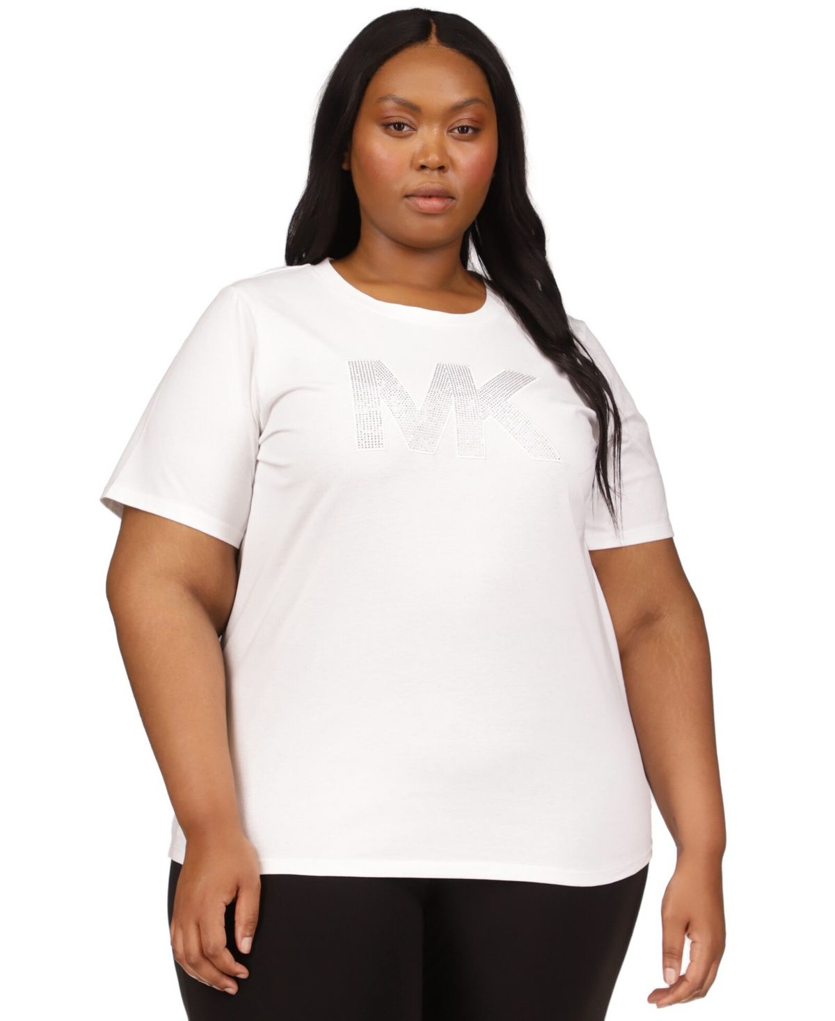 Michael Michael Kors Plus Size Rhinestone Logo T-Shirt - White
