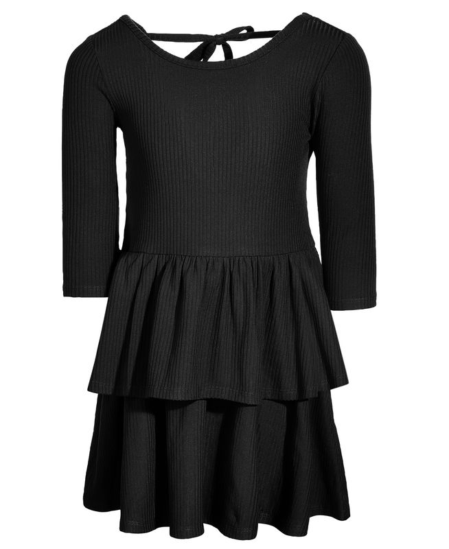 Epic Threads Toddler &amp; Little Girls Ribbed-Knit Tiered Ruffle Dress,  - Deep Black