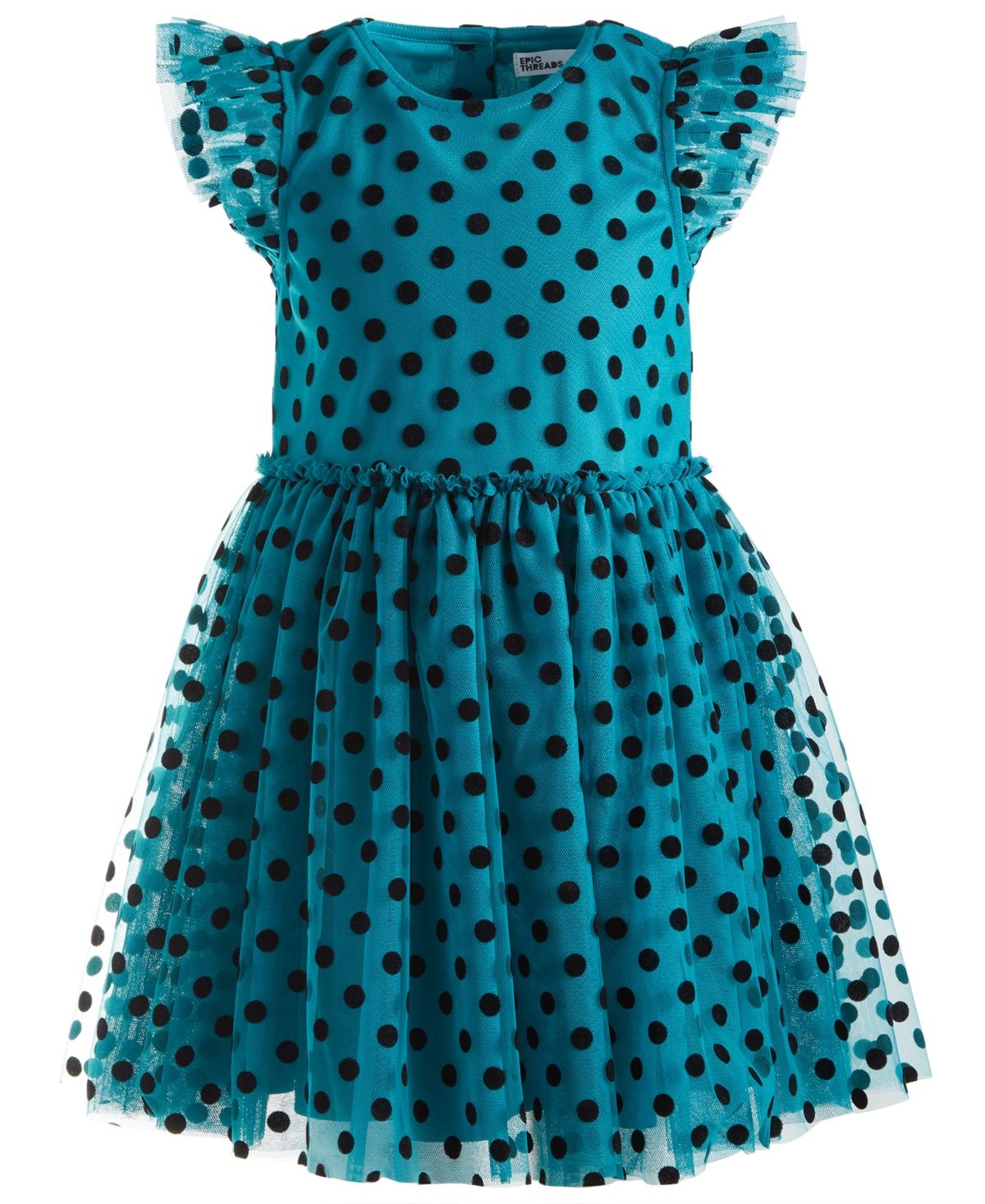 Epic Threads Toddler &amp; Little Girls Flocked-Dot Tulle Dress,  - Ocean Pine