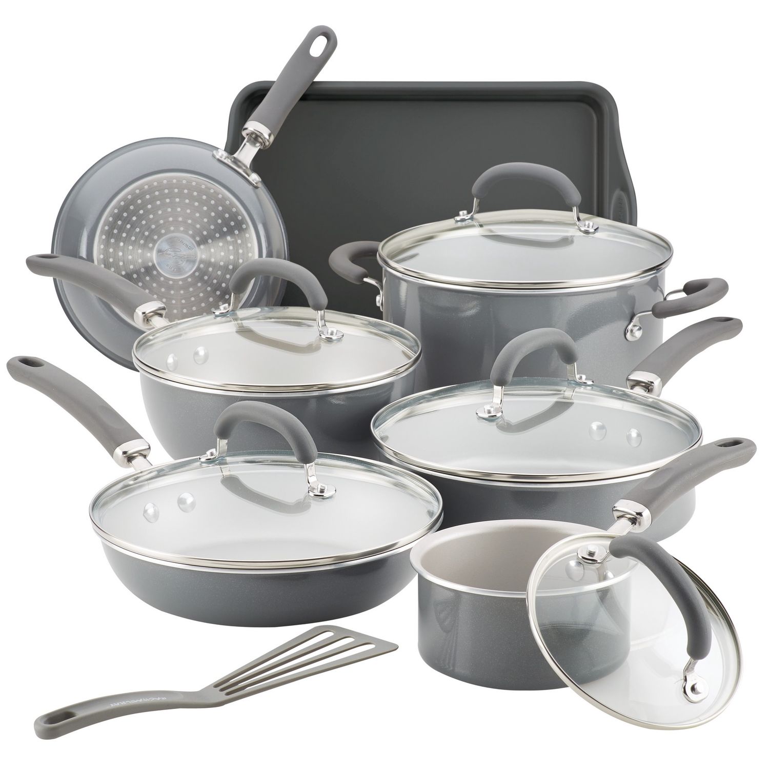 Rachael Ray - Create Delicious 13-Piece ( Only 12Pc)Cookware Set - Gray Shimmer