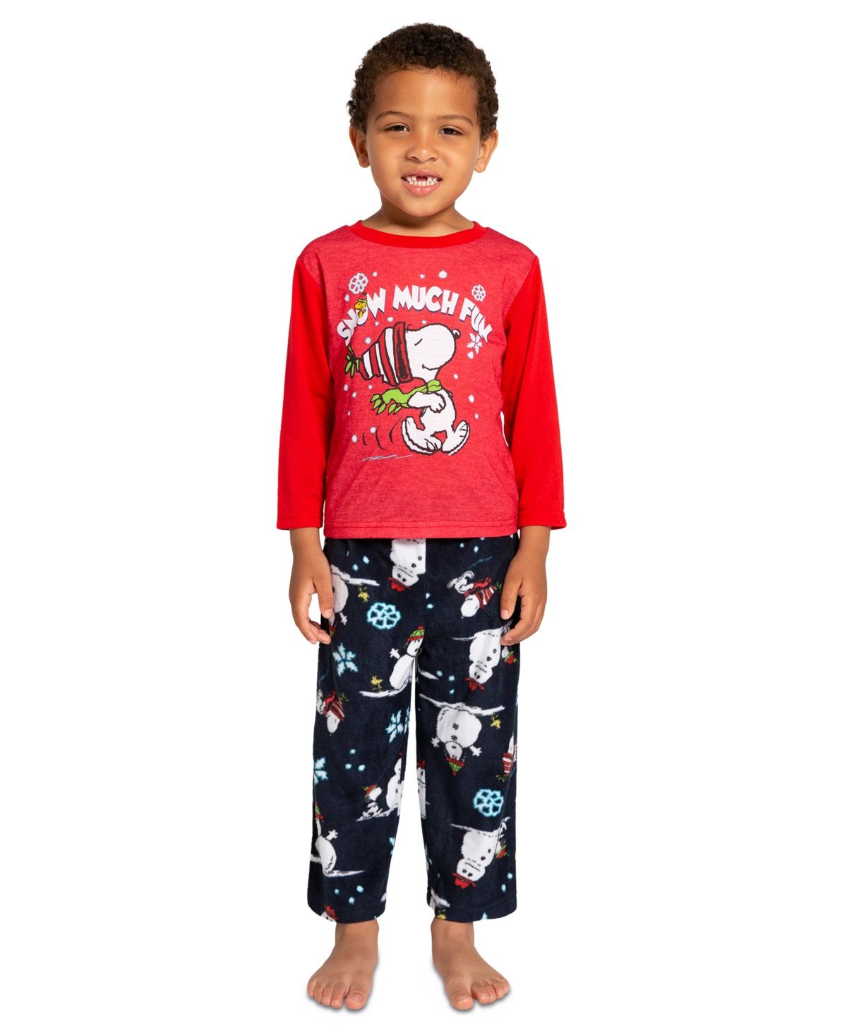 Briefly Stated Matching Little Boys and Girls 2-Piece Peanuts Long-Sleeve Pajama Set - Grey