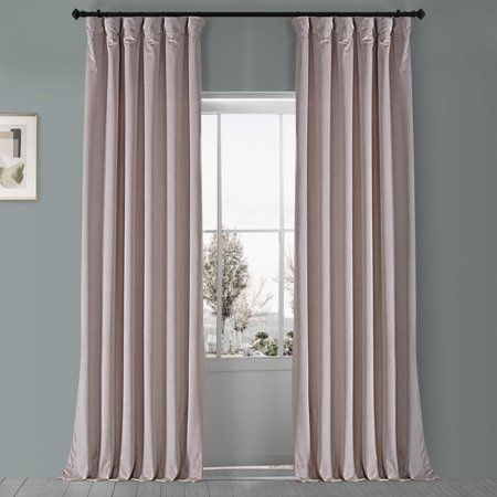 Ballet Pink Velvet Rod Pocket Room Darkening Curtain - 50 in. W X 96 in. L Single Panel Window Velvet Curtain