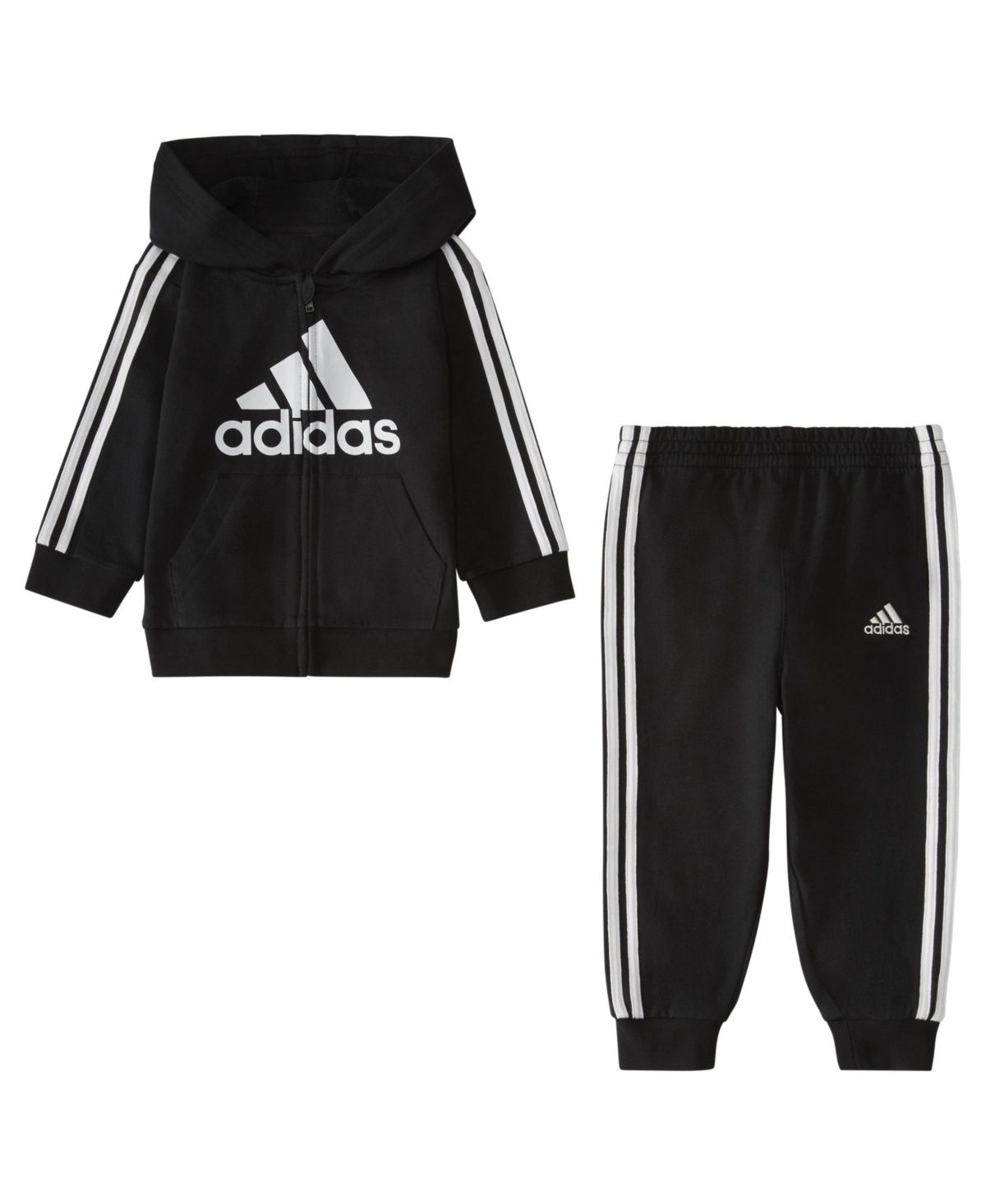 Adidas Baby Boys Hooded French Terry Jacket and Joggers, 2 Piece Set - Black