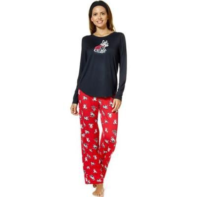 Hue Women&#39;s Dog Downtime Printed Pajama Set with Headband, Black, Large