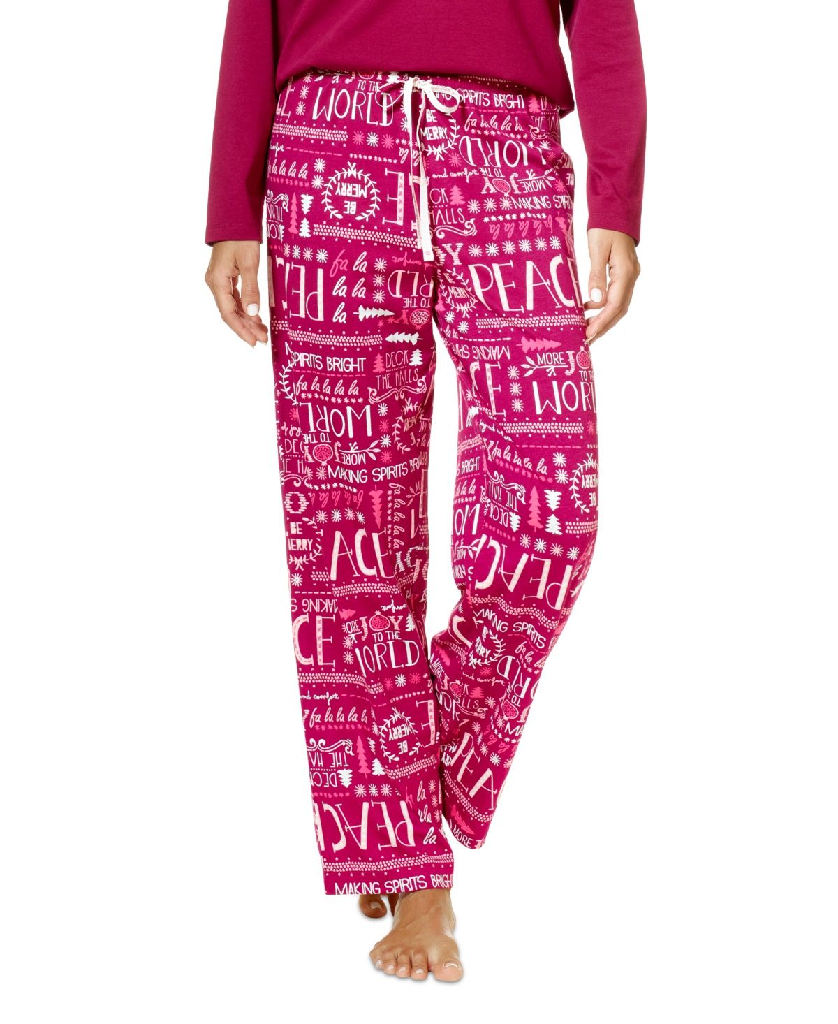 Hue Women&#39;s a Peaceful Note Printed Pajama Pants, Red, Medium