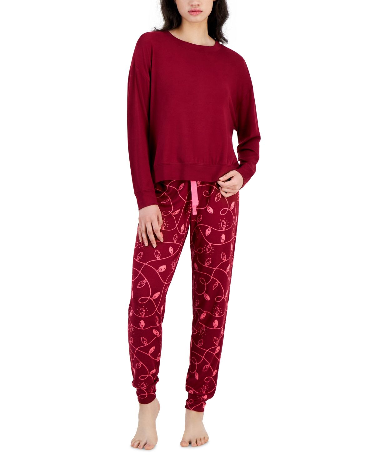 Jenni Women&#39;s 2-Pc. Long-Sleeve Packaged Pajamas Set, - Xmas Light Smpl