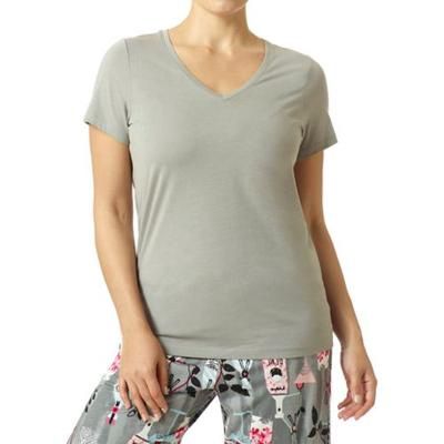 Hue Solid V-Neck Pajama T-Shirt Frost Gray S