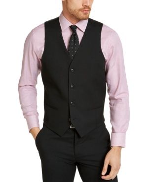 Alfani Men&#39;s Slim-Fit Stretch Solid Suit Vest, - Black