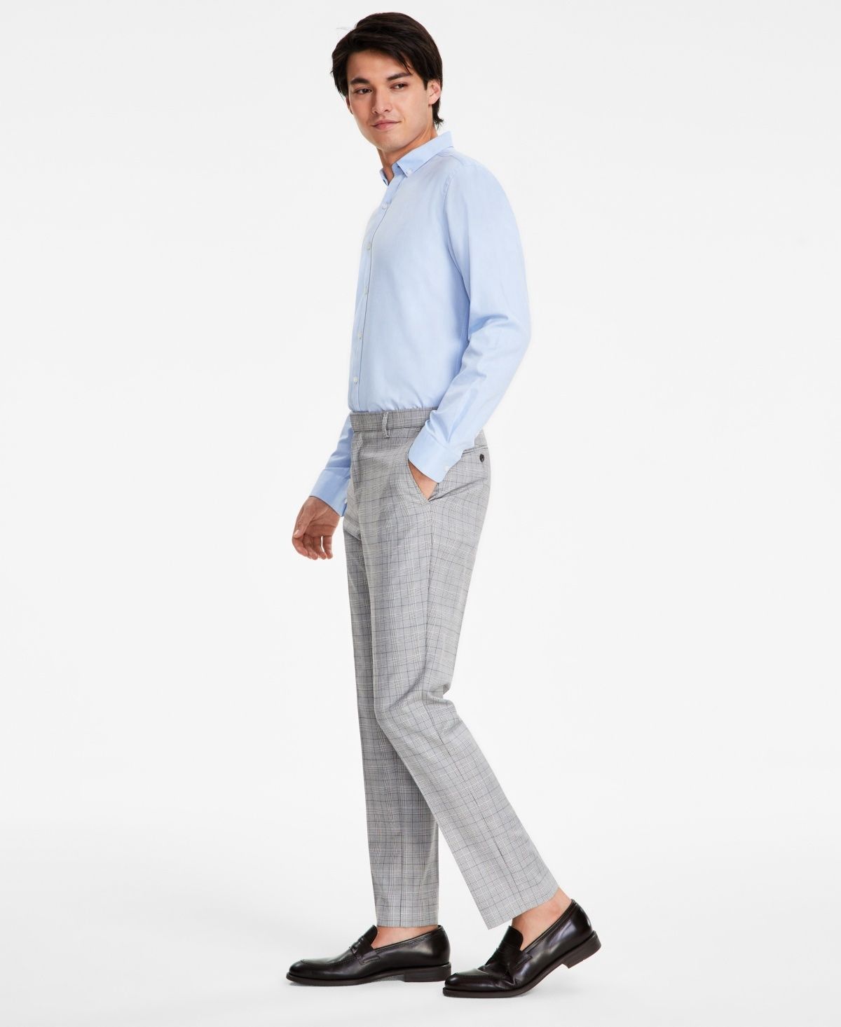 Tommy Hilfiger Men&#39;s Modern-Fit THFlex Stretch Patterned Performance Pants - Black White