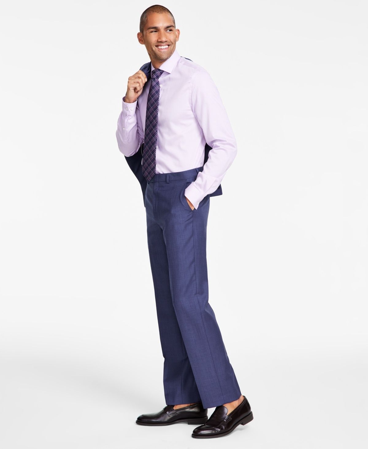 Michael Kors Men&#39;s Classic-Fit Wool-Blend Stretch Solid Suit Pants - Blue Solid