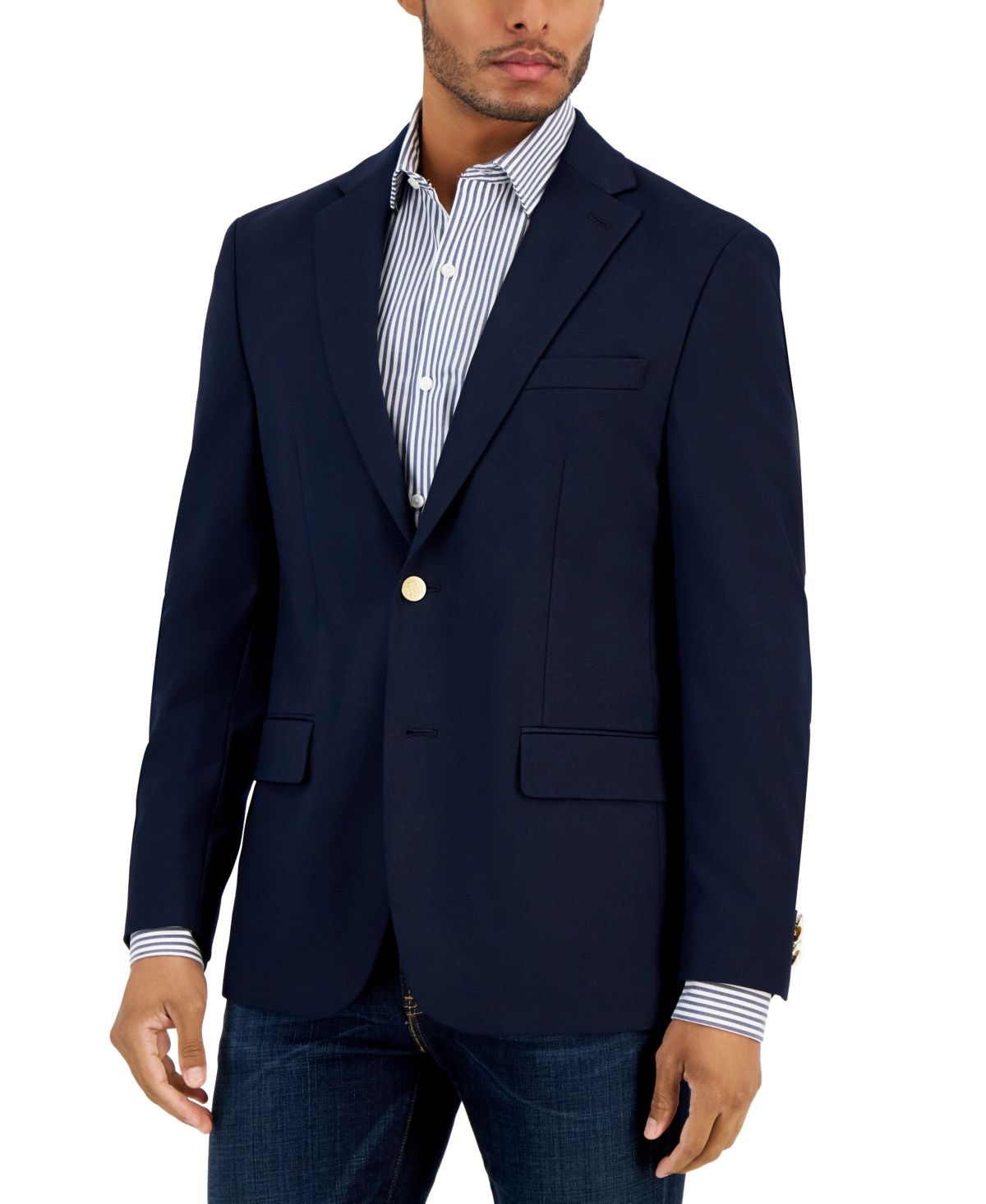 Tommy Hilfiger Big &amp; Tall Men&#39;s Modern Fit Blazer Navy Solid - Size: 48 Regular