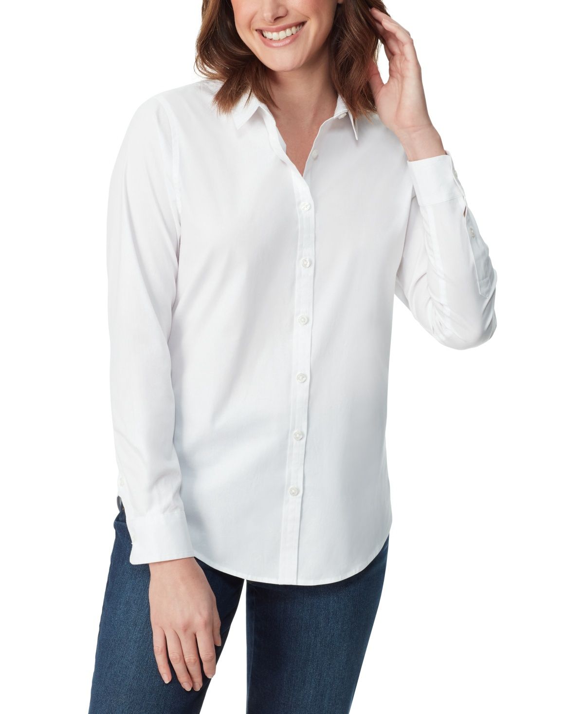 Gloria Vanderbilt Women&#39;s Amanda Long-Sleeve Fitted Shirt - Vintage White