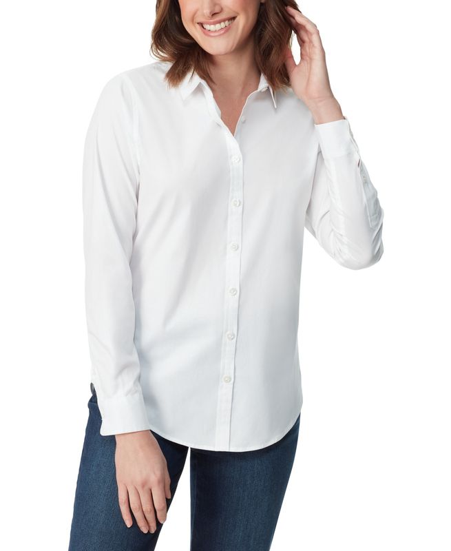 Gloria Vanderbilt Women&#39;s Amanda Long-Sleeve Fitted Shirt - Vintage White