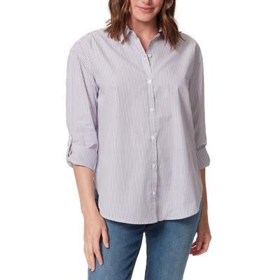 Gloria Vanderbilt Womens Amanda Striped Collared Button-Down Top