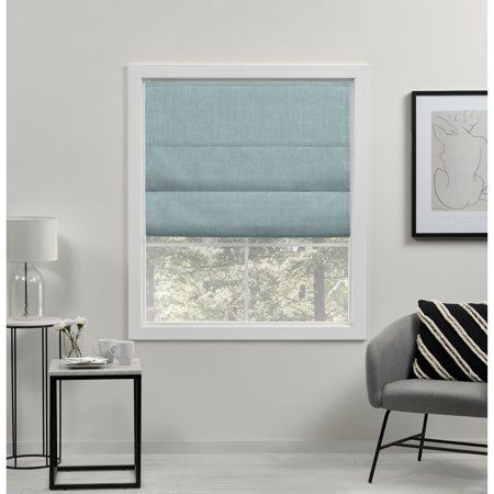 Acadia Aqua Cordless Total Blackout Polyester Roman Shade 23 in. W X 64 in. L