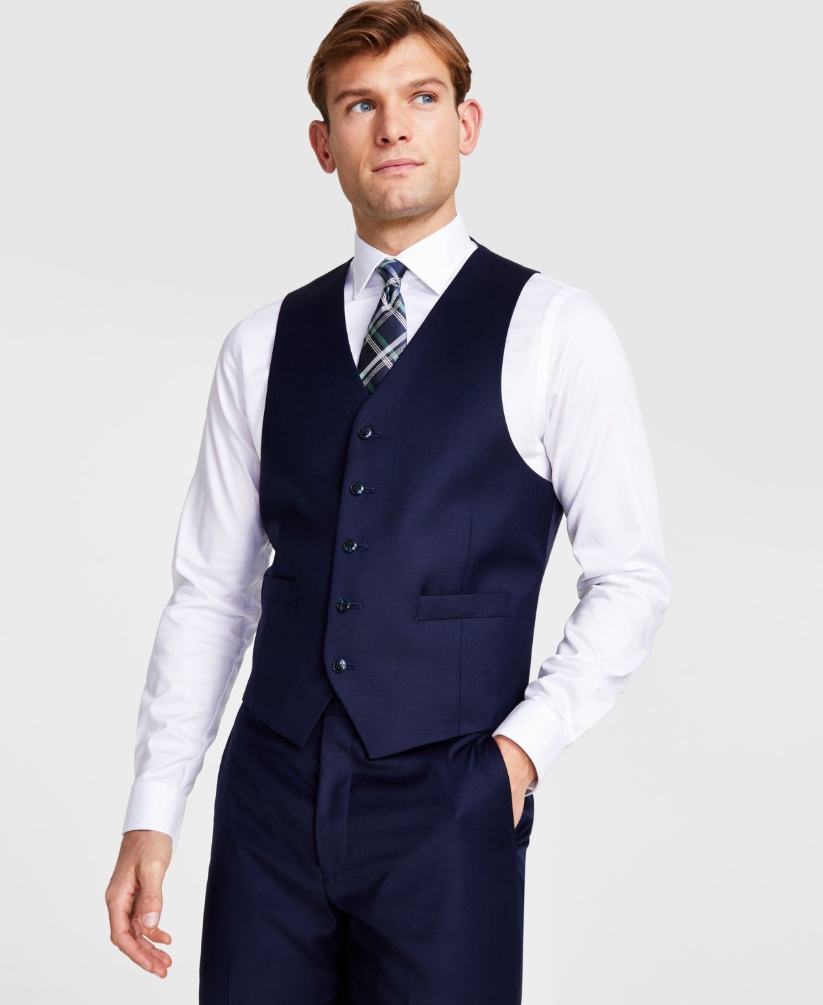 Michael Kors Mens Classic-Fit Wool-Blend S Navy M