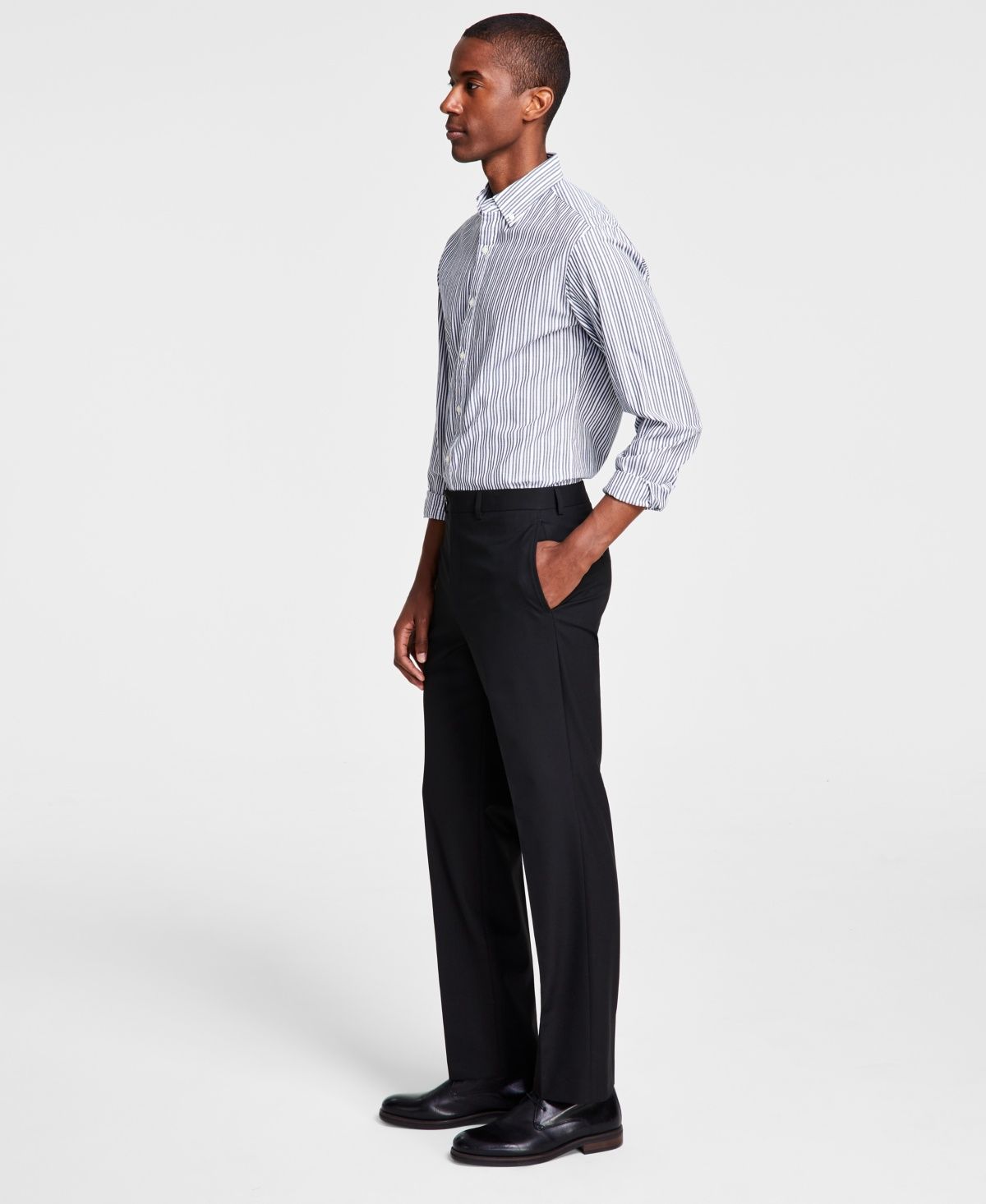 Michael Kors Mens Solid Classic Fit Pants Black 34x32