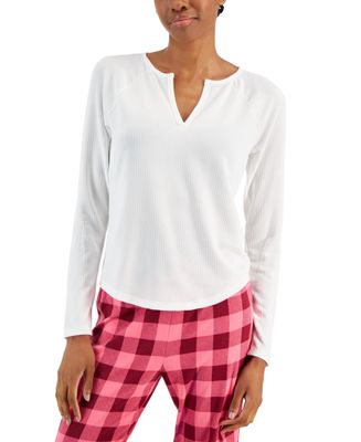 Jenni Women&#39;s Split-Neck Pajama Top, - Angel White