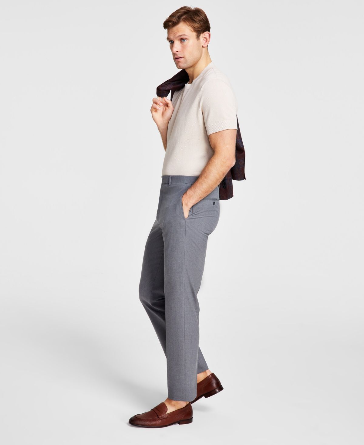 Michael Kors Mens Solid Classic Fit Pants Gray 30x30