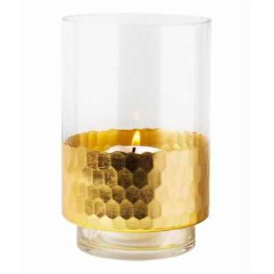 Home Essentials and Beyond  Floral  - Gold Honeycomb Hurricane