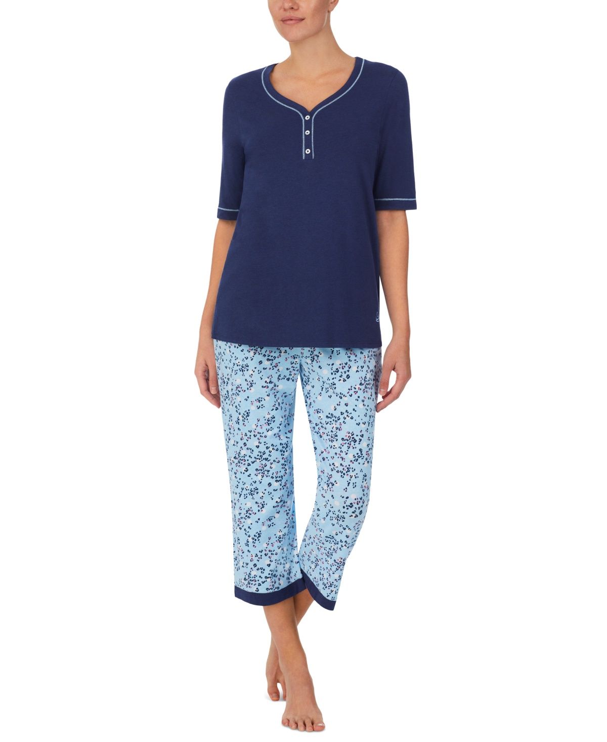 Cuddl Duds Henley Top &amp; Cropped Pants Pajama Set
