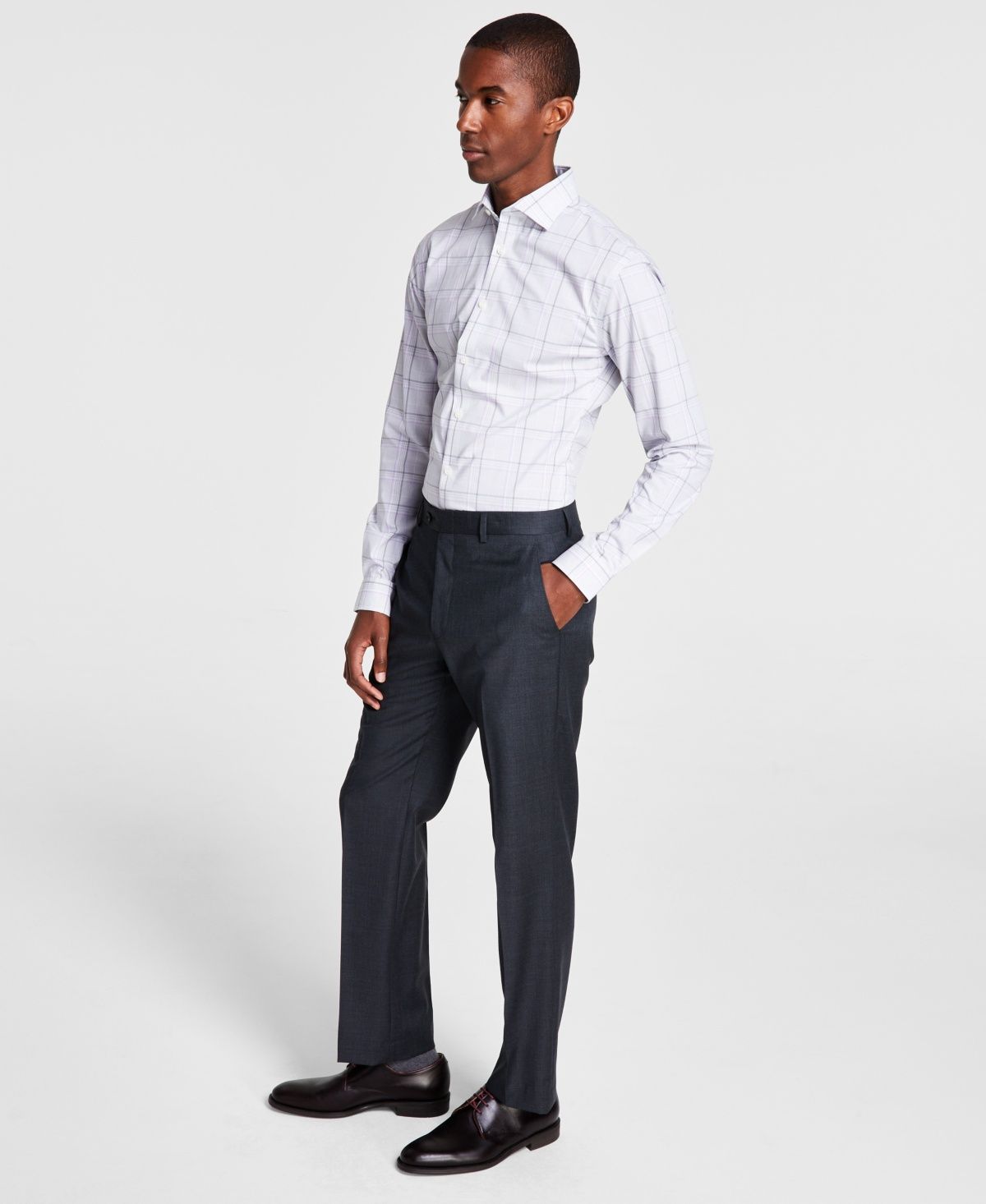 Michael Kors Men&#39;s Classic-Fit Wool-Blend Stretch Solid Suit Pants - Grey