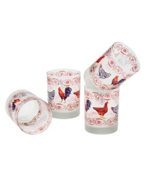 Culver French Country Chicken Dof Glass 14-Ounce Set of 4