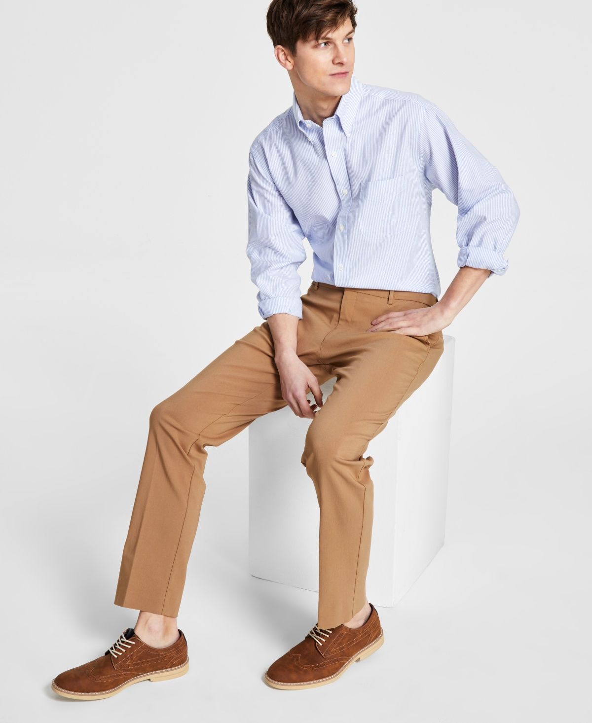 Tommy Hilfiger Men&#39;s Modern-Fit Th Flex Stretch Solid Performance Pants - Light Camel