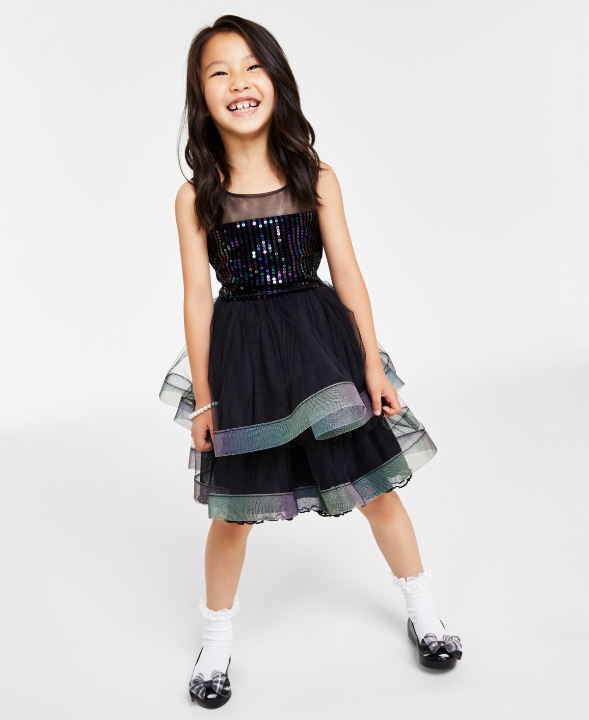 Bonnie Jean Toddler &amp; Little Girls Iridescent Sequin Dress - Black