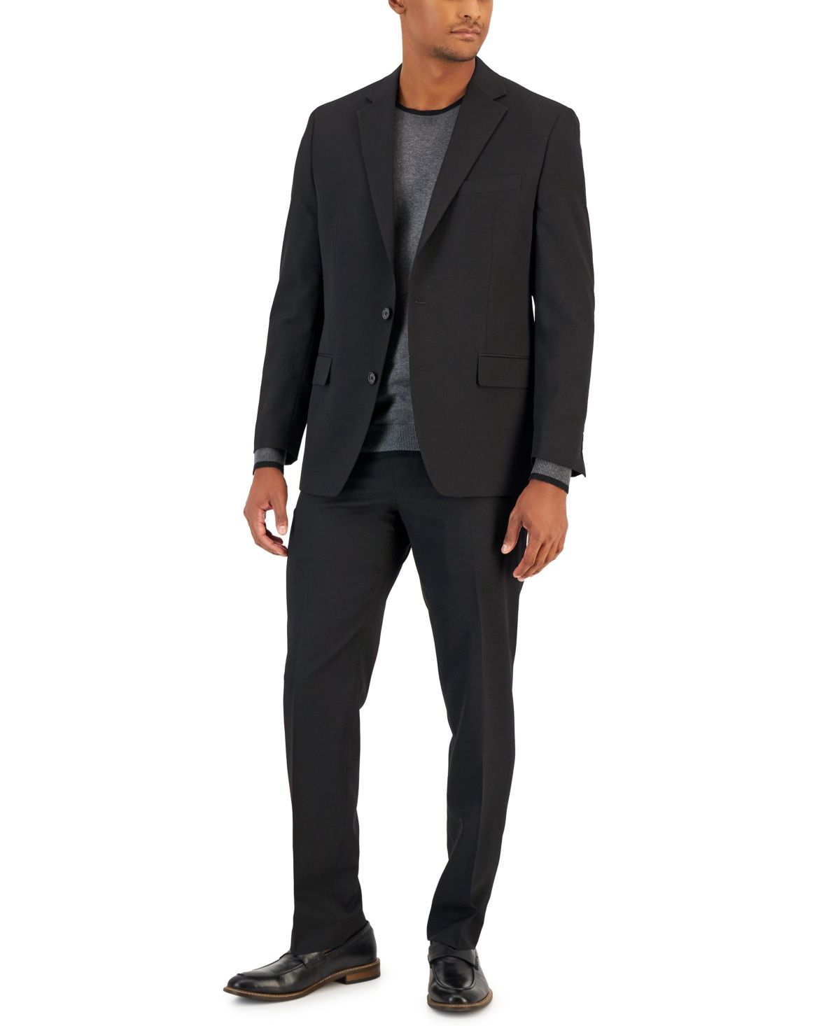Van Heusen Men&#39;s Flex Plain Slim Fit Suits Jacket  - Deep Black