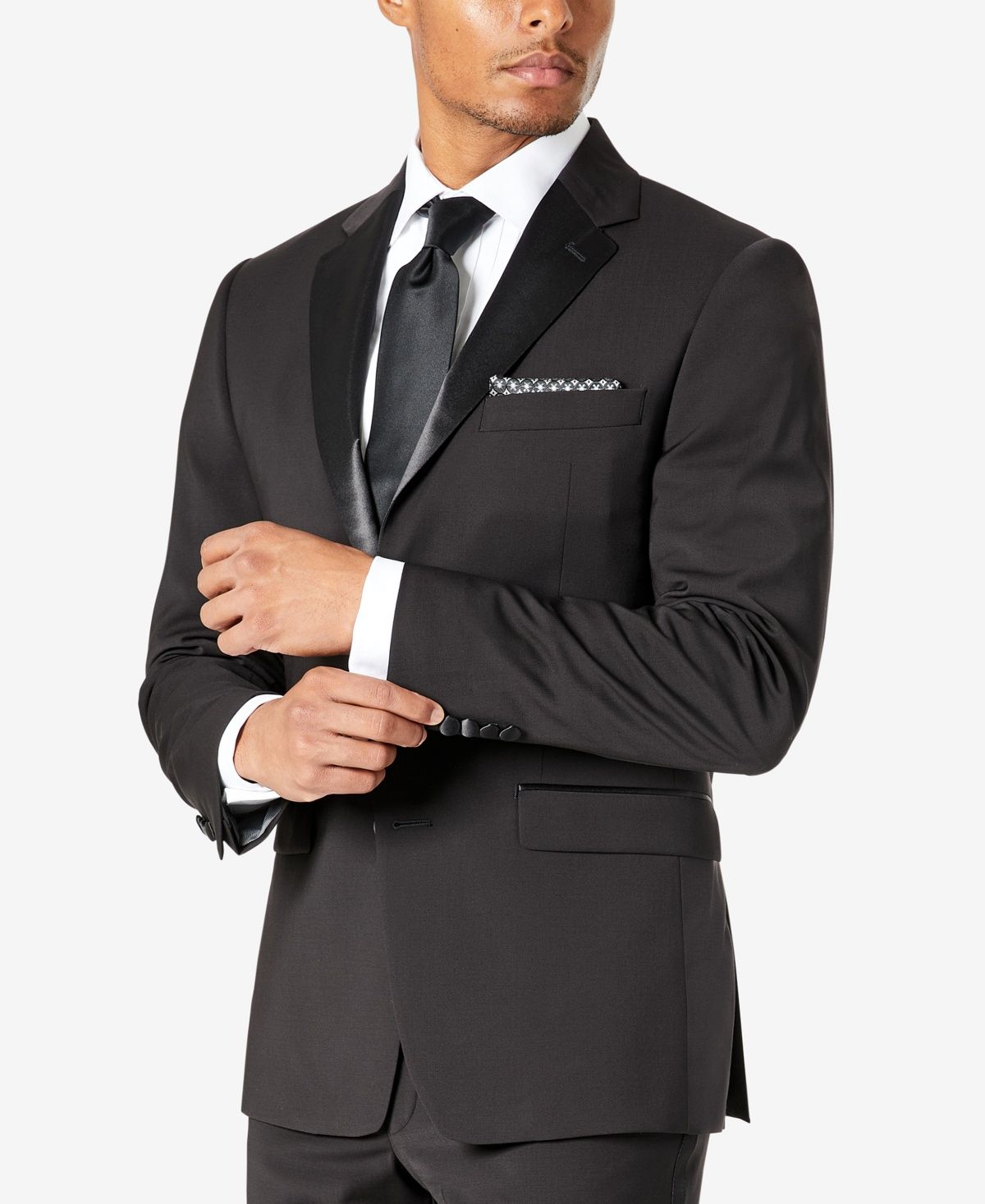 Calvin Klein Men&#39;s Skinny-Fit Wool Tuxedo Jacket - Black