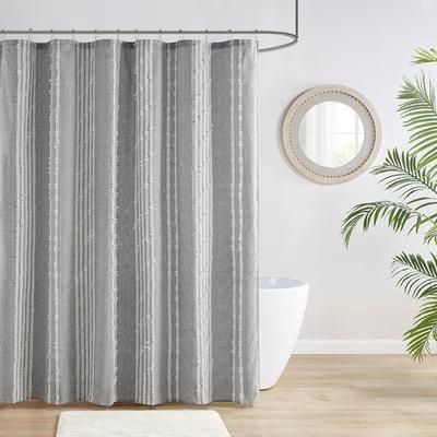 INK+IVY Kara Cotton Jacquard Shower Curtain  Gray  72x72