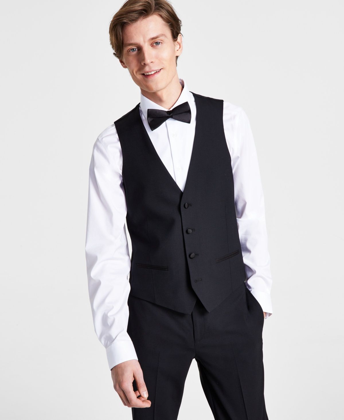 Bar Iii Men&#39;s Slim-Fit Faille-Trim Tuxedo Vest, - Black