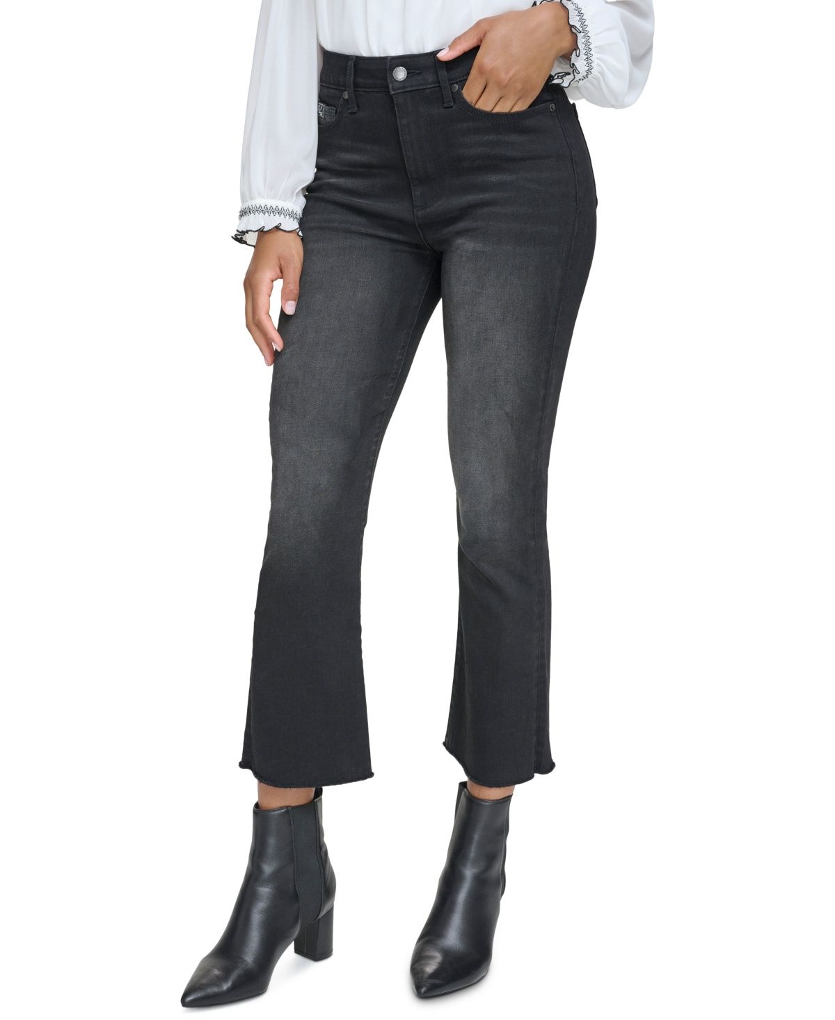 Karl Lagerfeld Paris Women&#39;s High Rise Flare Jeans - Midnight Grey - Size 10