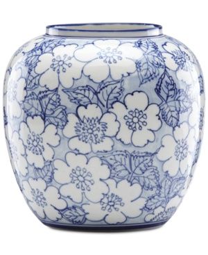 Lenox Painted Indigo Floral Round Vase
