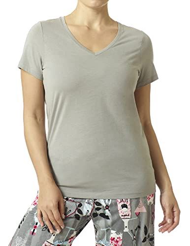 Hue Solid V-Neck Pajama T-Shirt - Frost Gray